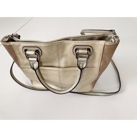 TIGNANELLO Women's Handbag Metallic Pebbled Leather Shoulder Strap Office Career - Picture 5 of 10